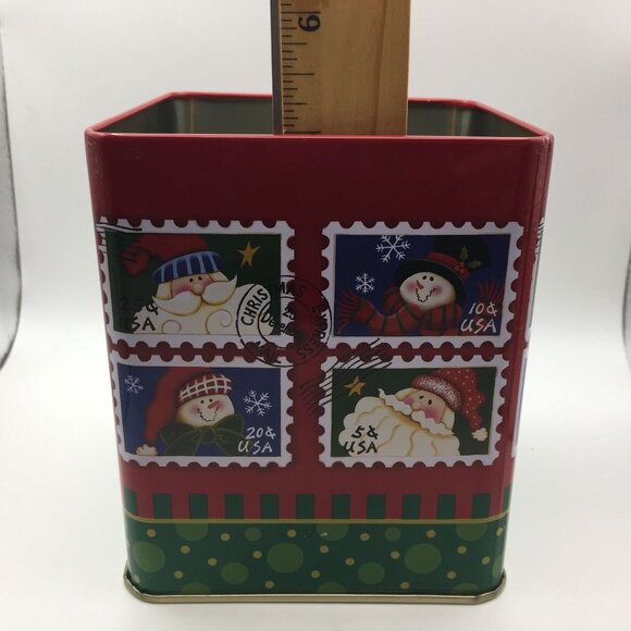 Santa's Workbench Square Canister Holiday Kitchen Decor Cookies Candy Jar 5.25" - Picture 8 of 11